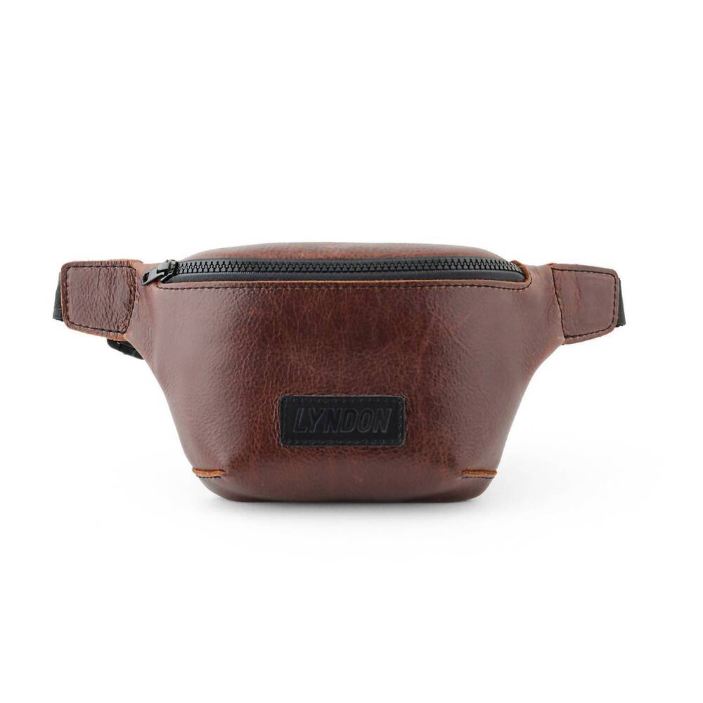 NEW LYNDON men's leather belt bag fanny pack in sand
